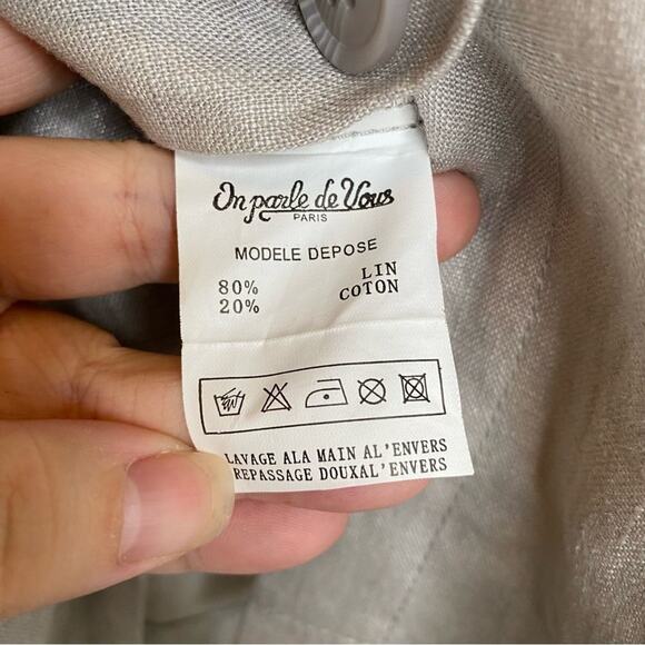 On Parle de Vous Paris Silver Metallic Linen Cotton Blend Lagenlook Top T42 XL - Picture 6 of 10